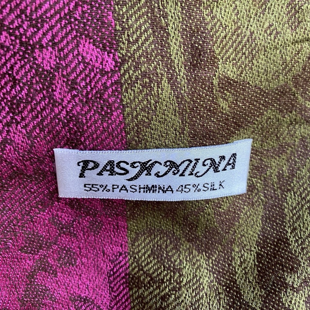 Wrapping Scarf Multicolor Pashmina Silk 72x27" Patchwork Pattern Soft Ethnic - Picture 5 of 5
